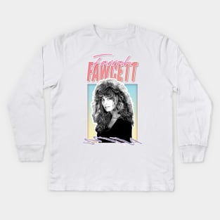 Farrah Fawcett //  Retro Fan Art Design Kids Long Sleeve T-Shirt